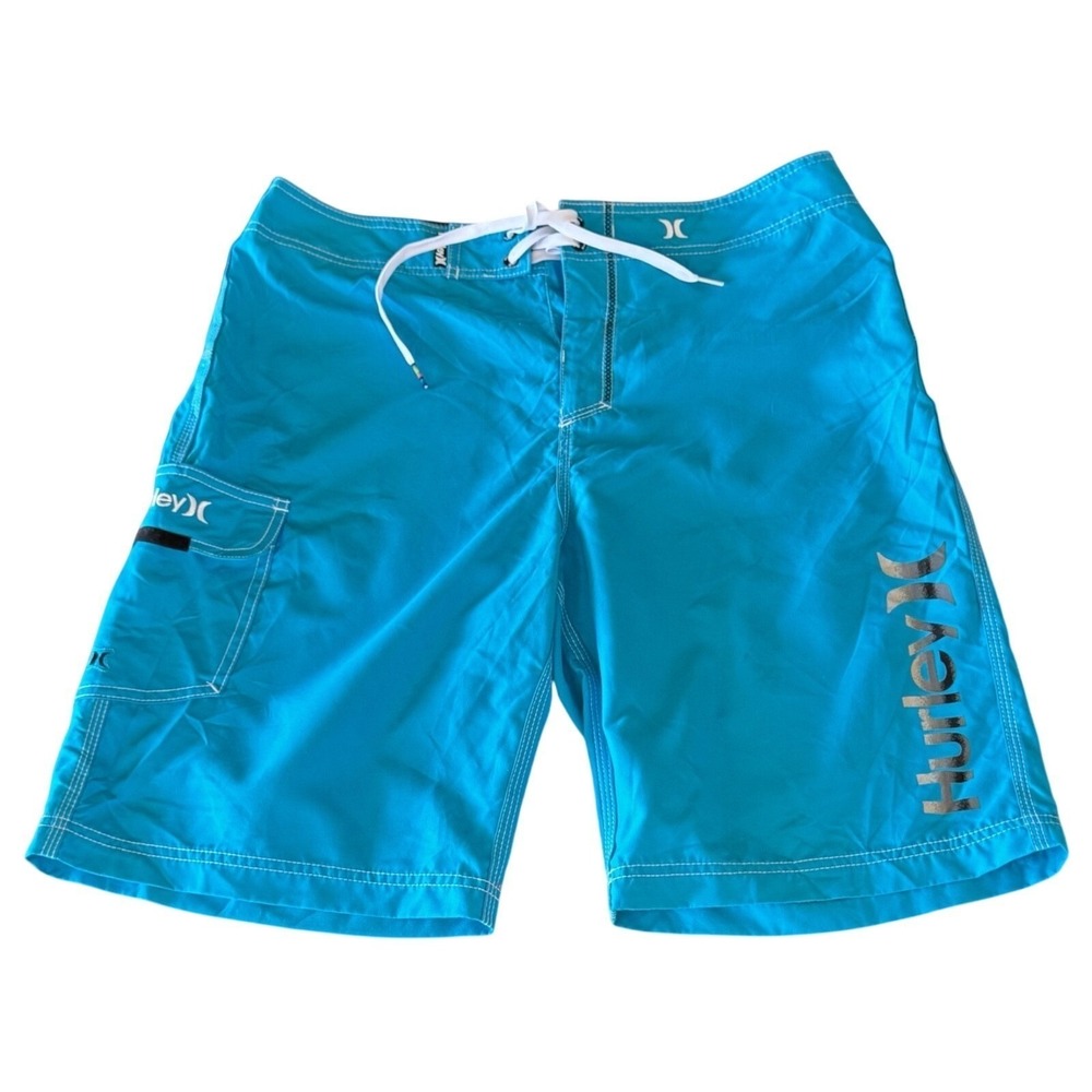Hurley Board Shorts Mens 34 Blue Surfwear Bathing Suit Excellent Condition